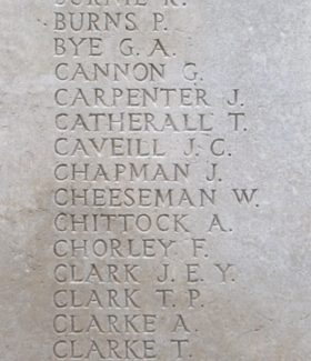 Private Chapman's name on the Tyne Cot Memorial Private Chapman's name on the Tyne Cot Memorial | Billericay ATC