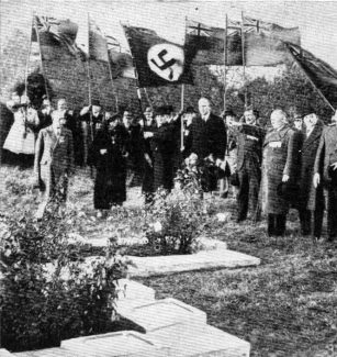 British Legion members and Members of the Nazi German Government at Great Burstead Churchyard where the crew of Zeppelin L32 were buried