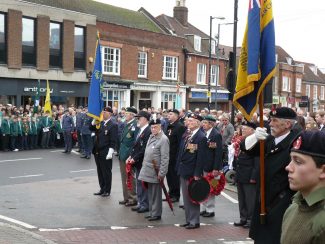 P1020269 British Legion Members on Parade at the War Memorial in the High Street on Remembrance Sunday